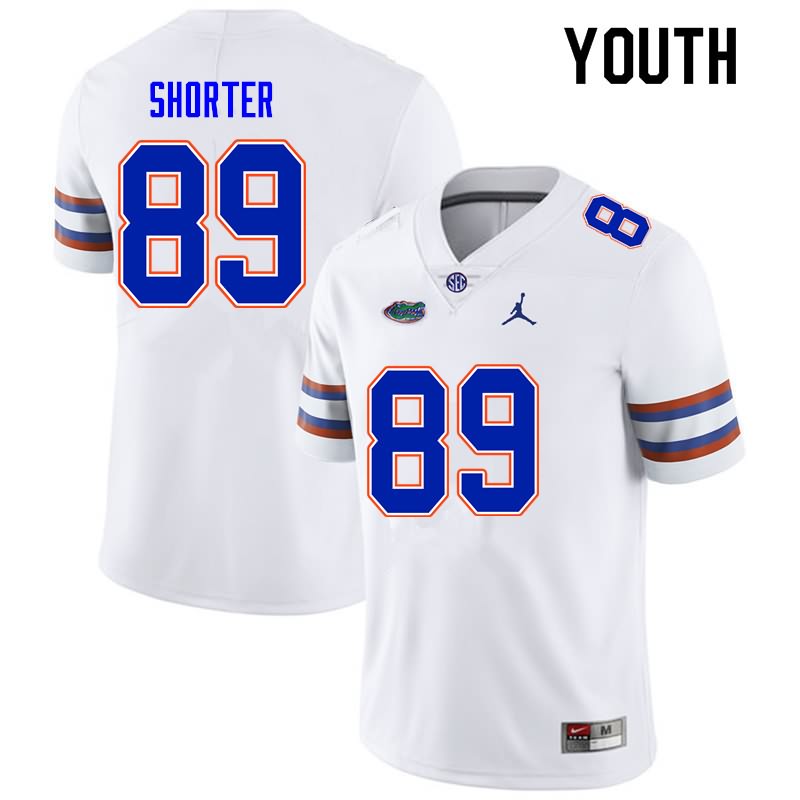 NCAA Florida Gators Justin Shorter Youth #89 Nike White Stitched Authentic College Football Jersey RNB6364KP